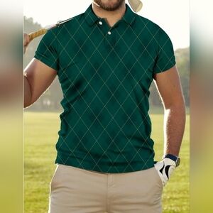 Men's Casual Golf Polo Short Sleeve Shirt, Green, SMALL